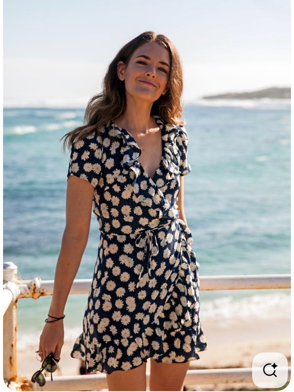 Realisation Par Daisy Valentina Wrap Dress Silk Blue Small
